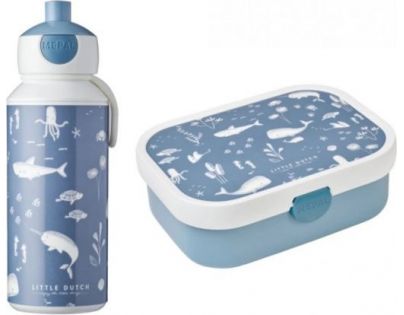 Little Dutch Svačinový set s lahví a boxem Ocean Blue