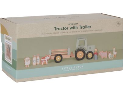 Little Dutch Traktor s přívěsem dřevěný Farma - Poškozený obal Little Dutch Traktor s přívěsem dřevěný Farma - Poškozený obal