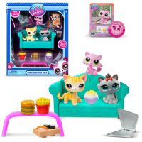 Littlest Pet Shop Bufet – sada 3 figurek (oranžová kočka, koťátko, šedá kočka)