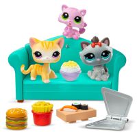Littlest Pet Shop Bufet – sada 3 figurek (oranžová kočka, koťátko, šedá kočka) 2
