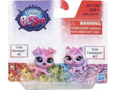 Littlest Pet Shop Duhový set 2 ks zvířátek Collie Dazzlepink a Viola Twinkledust