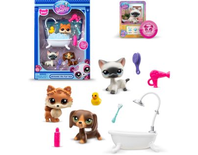 Littlest Pet Shop Salon krásy – sada 3 figurek (jezevčík, siamská kočka, pomeranian)