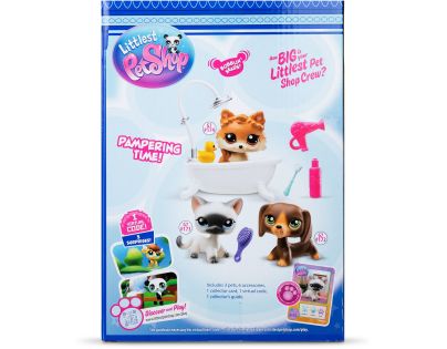 Littlest Pet Shop Salon krásy – sada 3 figurek (jezevčík, siamská kočka, pomeranian)
