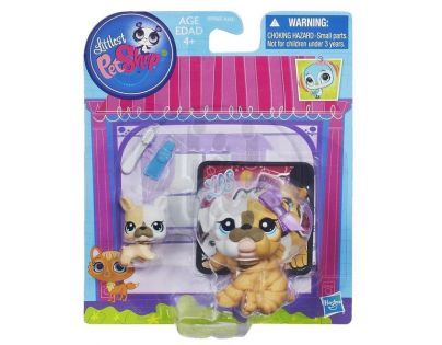 Littlest Pet Shop zvířátka - 3587 Buldog 3588 mládě