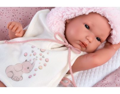 Llorens New Born holčička realistická panenka miminko s celovinylovým tělem 35 cm