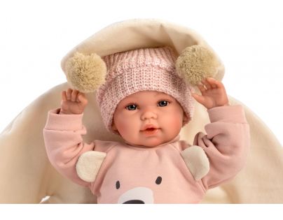 Llorens 63644 New Born realistická panenka miminko se zvuky a měkkým látkový tělem 36 cm
