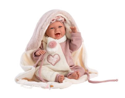 Llorens 74008 New Born realistická panenka miminko se zvuky a měkkým látkovým tělem 42 cm
