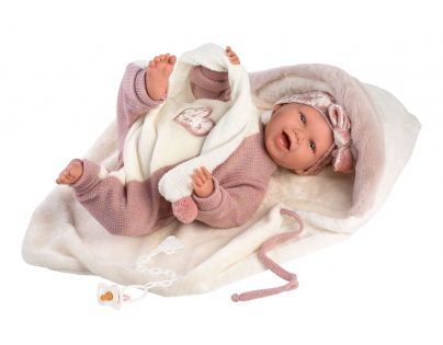 Llorens 74008 New Born realistická panenka miminko se zvuky a měkkým látkovým tělem 42 cm