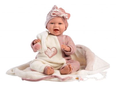 Llorens 74008 New Born realistická panenka miminko se zvuky a měkkým látkovým tělem 42 cm