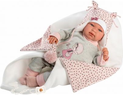 Llorens New Born Realistická panenka miminko se zvuky a měkkým látkovým tělem 44 cm