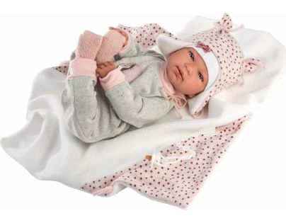 Llorens New Born Realistická panenka miminko se zvuky a měkkým látkovým tělem 44 cm