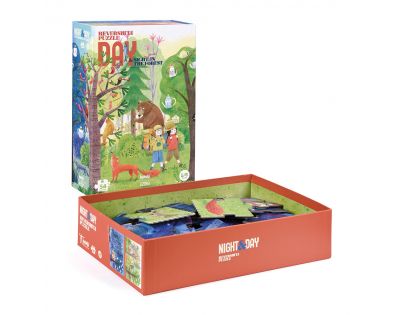 Londji Puzzle oboustranné Den a noc v lese 2 x 54 dílků
