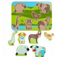 Lucy & Leo Dřevěné vkládací puzzle Zvířátka na farmě 7 dílů 2