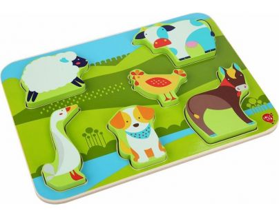 Lucy & Leo Dřevěné vkládací puzzle Zvířátka na farmě 7 dílů