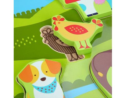 Lucy & Leo Dřevěné vkládací puzzle Zvířátka na farmě 7 dílů