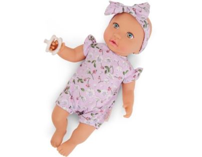 LullaBaby Panenka 35 cm v overalu s čelenkou Floral Lila