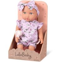 LullaBaby Panenka 35 cm v overalu s čelenkou Floral Lila