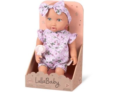 LullaBaby Panenka 35 cm v overalu s čelenkou Floral Lila