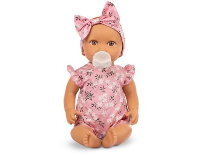 LullaBaby Panenka 35 cm v overalu s čelenkou Floral Pink