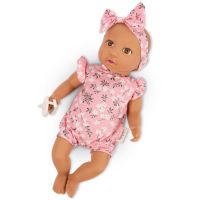 LullaBaby Panenka 35 cm v overalu s čelenkou Floral Pink 3