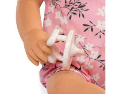 LullaBaby Panenka 35 cm v overalu s čelenkou Floral Pink