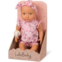 LullaBaby Panenka 35 cm v overalu s čelenkou Floral Pink