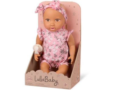 LullaBaby Panenka 35 cm v overalu s čelenkou Floral Pink