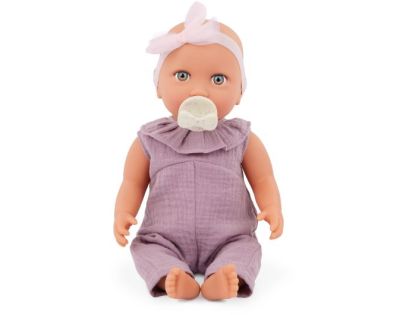 LullaBaby Panenka 35 cm v overalu s čelenkou Lila
