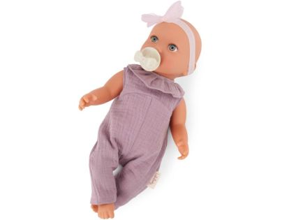 LullaBaby Panenka 35 cm v overalu s čelenkou Lila
