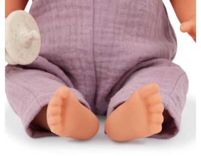 LullaBaby Panenka 35 cm v overalu s čelenkou Lila