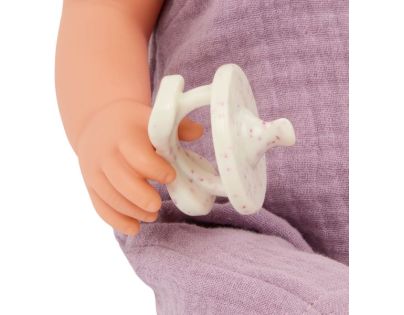 LullaBaby Panenka 35 cm v overalu s čelenkou Lila