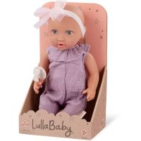 LullaBaby Panenka 35 cm v overalu s čelenkou Lila