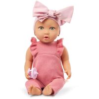 LullaBaby Panenka 35 cm v overalu s čelenkou Pink II 2