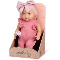 LullaBaby Panenka 35 cm v overalu s čelenkou Pink II