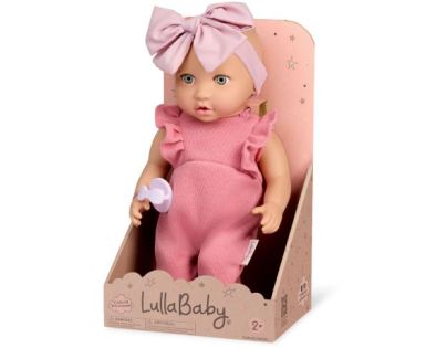 LullaBaby Panenka 35 cm v overalu s čelenkou Pink II