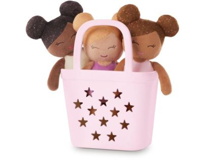 LullaBaby Panenky plyšové do vany v košíku Pink