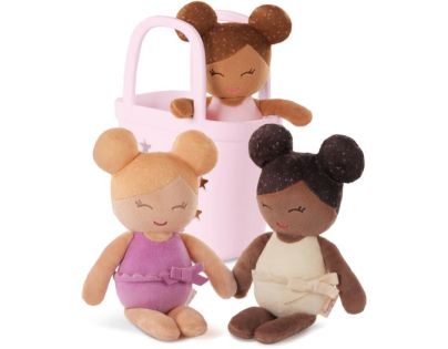 LullaBaby Panenky plyšové do vany v košíku Pink