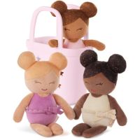 LullaBaby Panenky plyšové do vany v košíku Pink 2