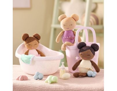 LullaBaby Panenky plyšové do vany v košíku Pink