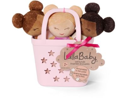 LullaBaby Panenky plyšové do vany v košíku Pink