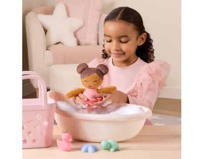 LullaBaby Panenky plyšové do vany v košíku Pink