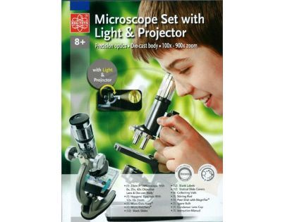 Mac Toys  M8000601 - Kovový mikroskop s lampičkou a projektorem 100x-900x