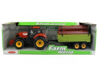 Mac Toys Traktor s valníkem - Červený s kládami