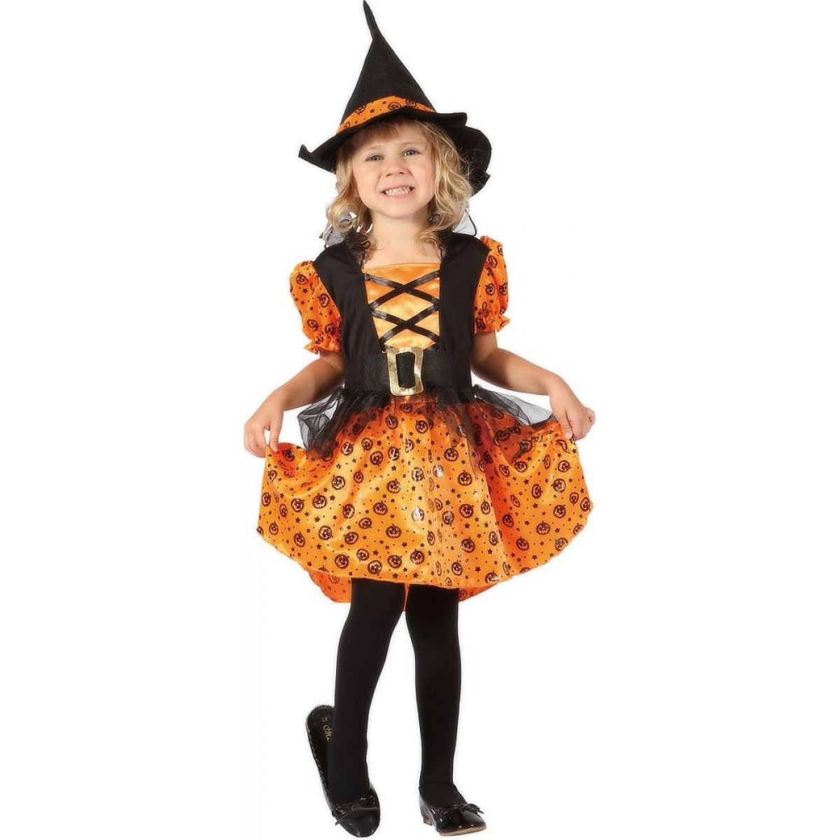 Made Dětský kostým Čarodějka oranžová 92-104cm