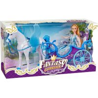 Magický kočár modrý s Pegasem a panenkou - světlo, zvuk