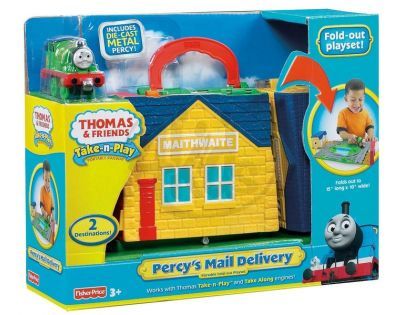 Fisher Price Mašinka Tomáš Take-n-Play hrací kufříková sada - Percy na poště