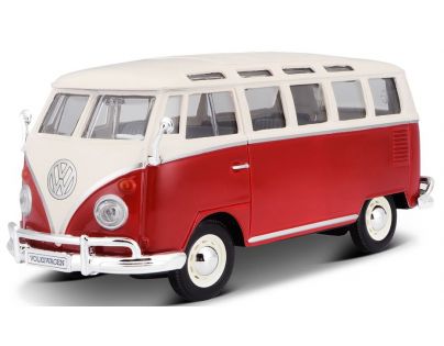 Maisto Volkswagen Van Samba bíločervená 1 : 25