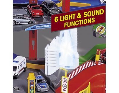 Majorette Garáž Super City a 6 autíček s vlakem