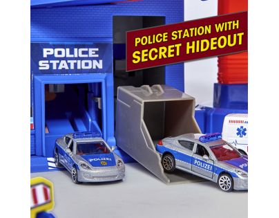 Majorette Garáž Super City a 6 autíček s vlakem
