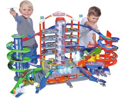 Majorette Garáž Super City a 6 autíček s vlakem